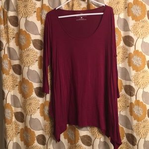 New York & Co. Burgundy Shark Bite Shirt XL